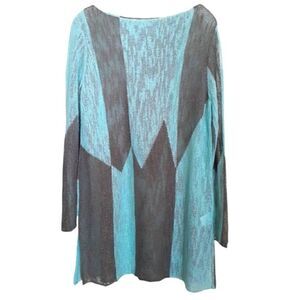 Tricots Jean Marc Paris Sheer Sweater Size L Blue/Green & Gray